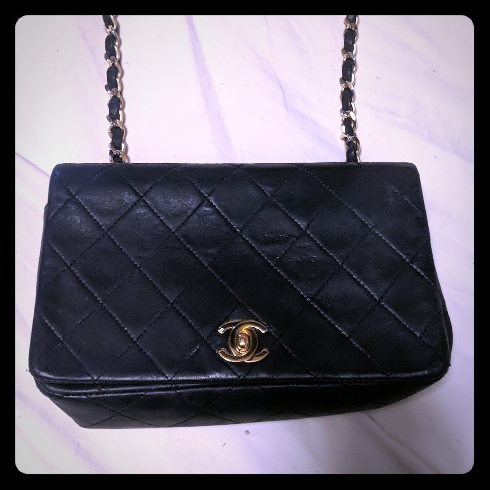 Small Black Lambskin Chanel Flap Bag